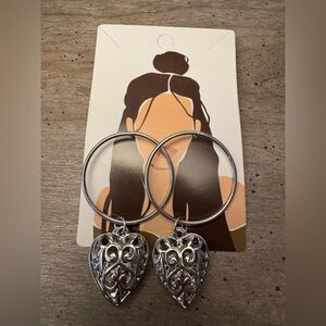 Elegant Silver Tone Heart Earrings